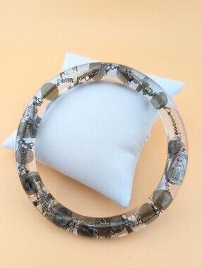 Vintage Rosary Bangle Bracelet - VTG Upcycled Jewelry